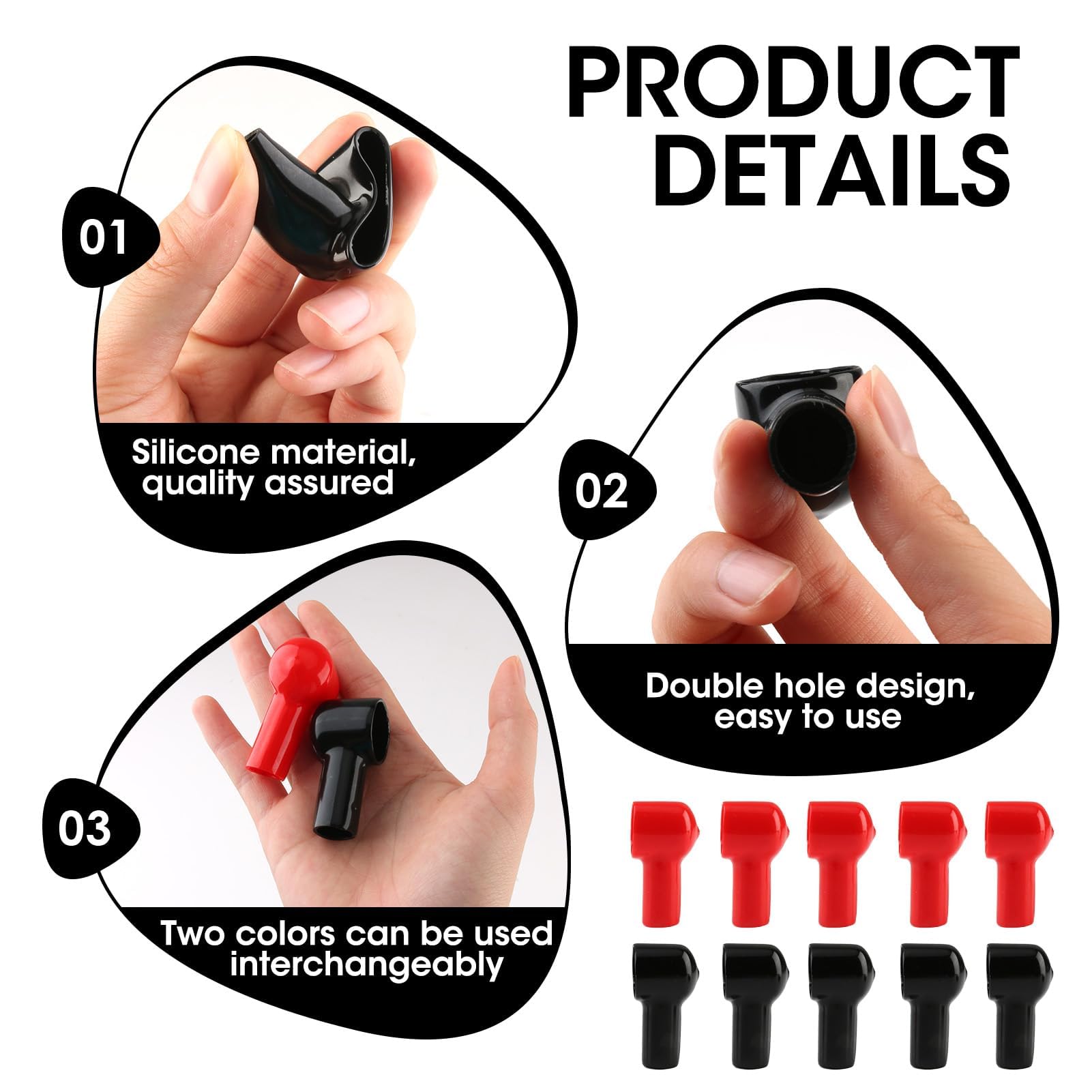 10 stuks accupoolhoes, rubberen batterij-poolhoes, positieve negatieve batterijhoes, autoaccu, poolafdekking, isolatie, batterijafdekking voor auto