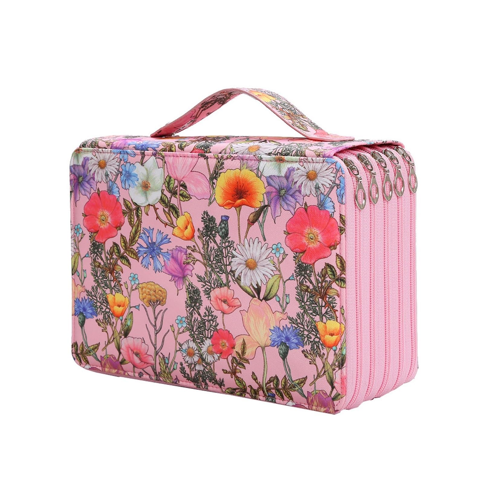 Zzhytang #8 252 Slots Large Capacity Pencil Case, 5-Layer Zipper Pen Organizer Bag, Floral Print Portable Stationery Storage For Colored Pencils, Markers & Art Supplies(#8)