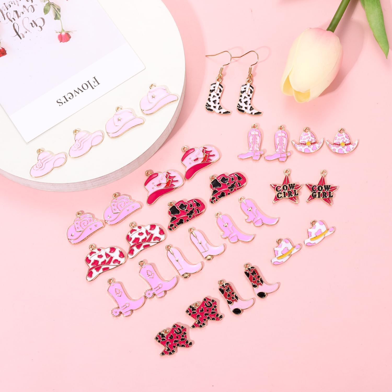 30PCS Western Charms for Jewelry Making - Synthetic Turquoise Cowboy Cowgirl Boot Hat Cactus Lightning Pendants for Bracelet Necklace Making DIY Crafts - Image 2