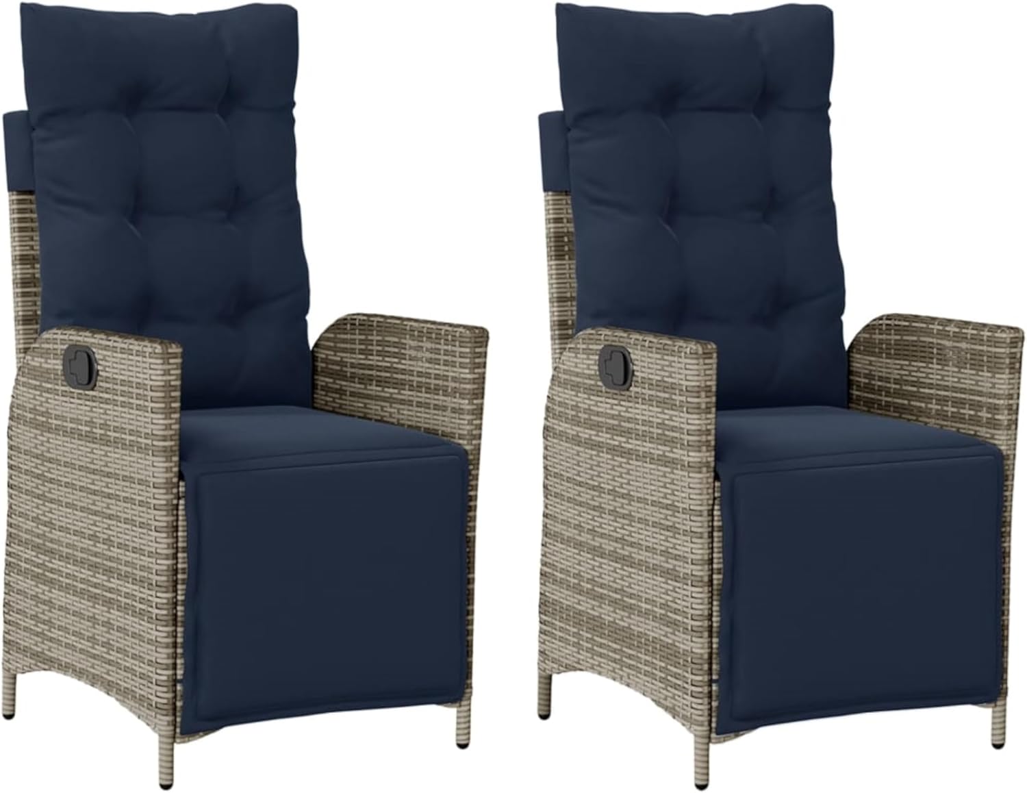 Reclining Patio Chairs 2 pcs with Footrest Gray Poly Rattan