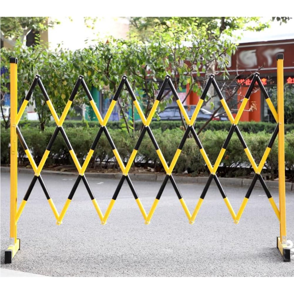 Expandable Mobile Barrier Traffic Barriers,Industrial Expandable Metal Barricade With Casters, Mobile Safety Barrier Gate Retractable Traffic Fence Flexible Extensible Driveway,Black-1.2X10M
