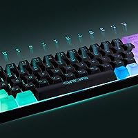 Vista 5 de CHONCHOW Teclado LED 60% para juegos RGB, 68 teclas, teclado con cable con 10 efectos preestablecidos, interruptor mecánico, sensación compatible