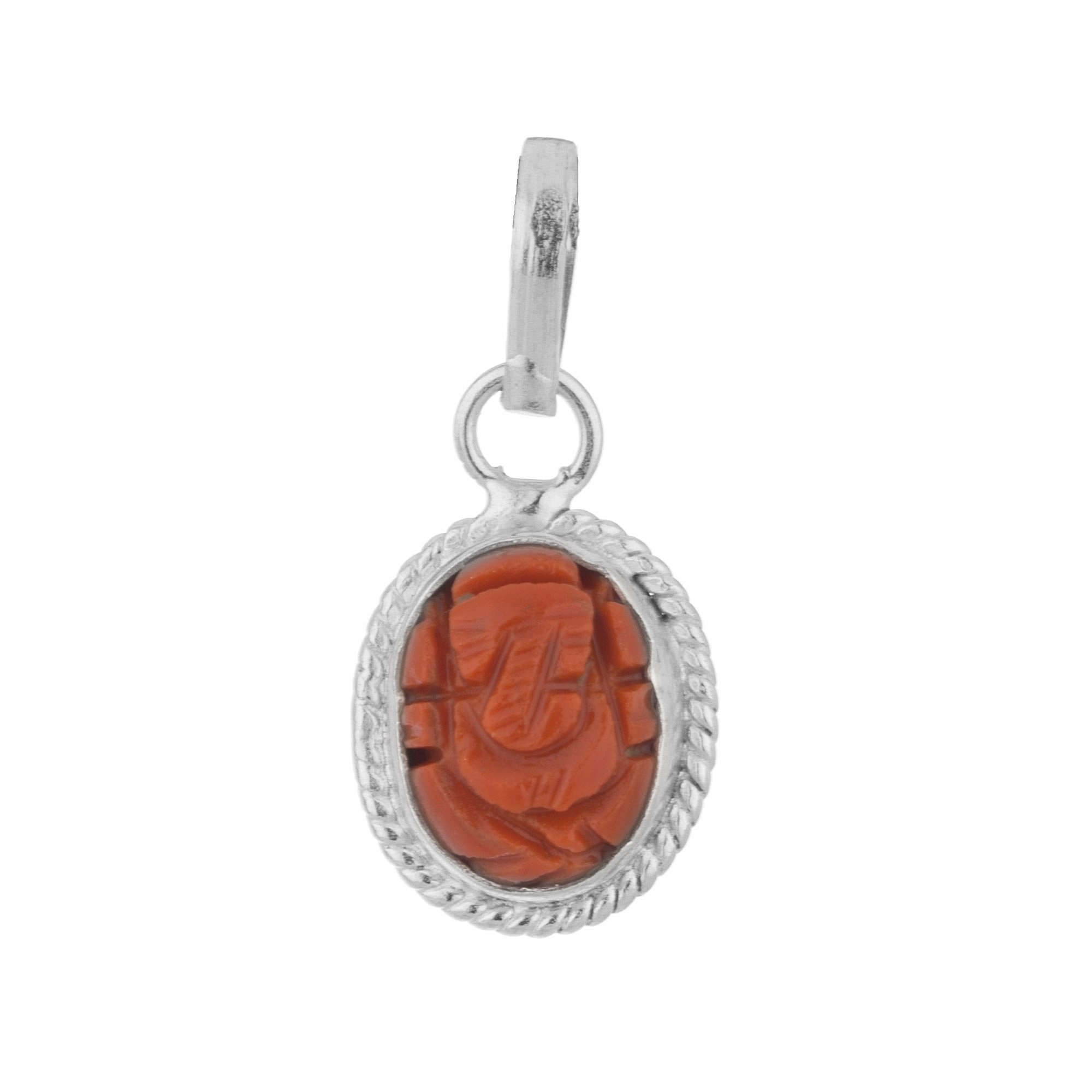 Shiv Ram Jyotish Kendra Mars Mangal Dosh Nivaran Stone Sterling Silver Gansha Pendant Original Natural Stone with German Silver Chain for Men Women Certified Energized (B00SWV199A) Amazon Price History, Amazon Price Tracker