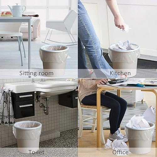 Miniatura 6 de 2 rollos de 100 bolsas de basura pequeñas de 4 galones para cocina, dormitorio, baño, oficina, papel de basura, color blanco transparente