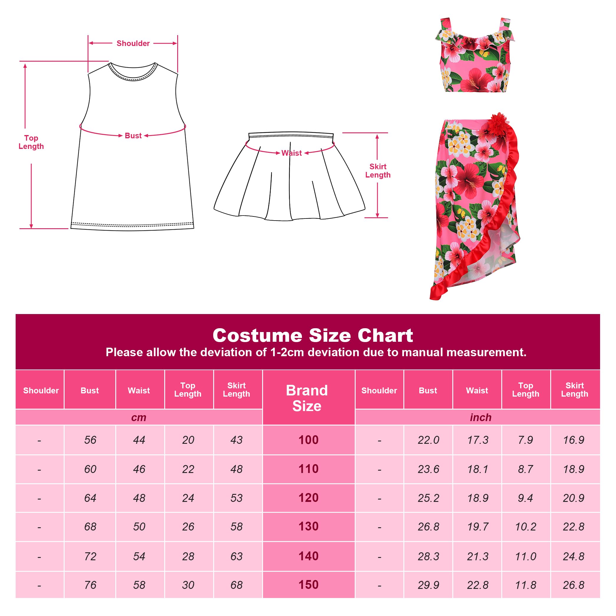 ReliBeauty Déguisement Hawaïenne Costumes pour Filles