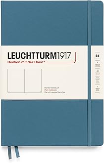 LEUCHTTURM1917 - Notebook Hardcover Composition B5-219 Numbered Pages for Writing and Journaling (Stone Blue, Plain)