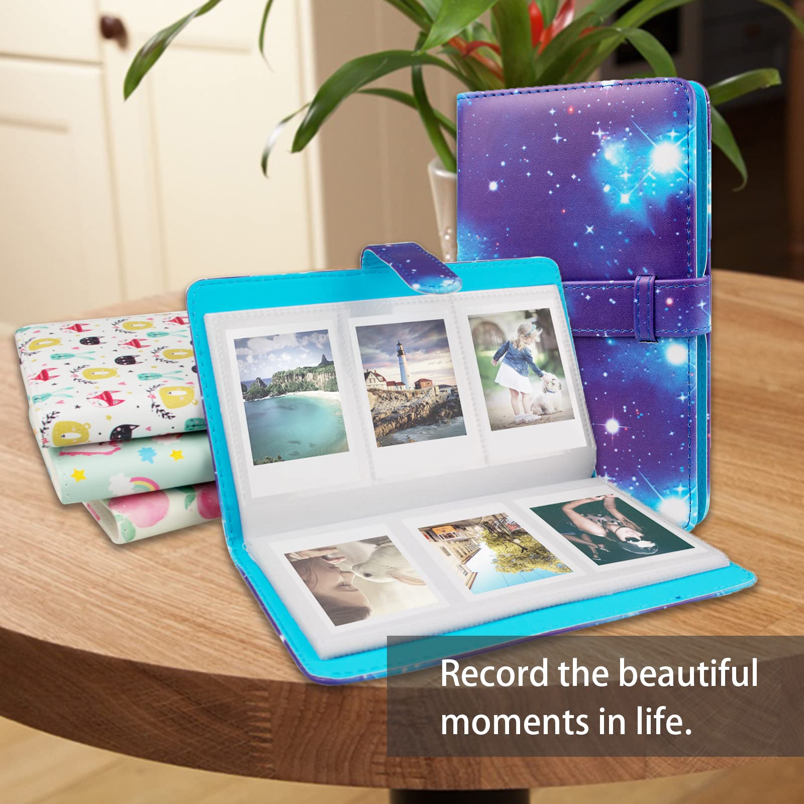MUZIRI KINOKOO Mini Album Fotografico Per Fuji Instax - 96 Tasche, Pelle PU, Colore Star Blu, 19,1x11,7x2,5 Cm