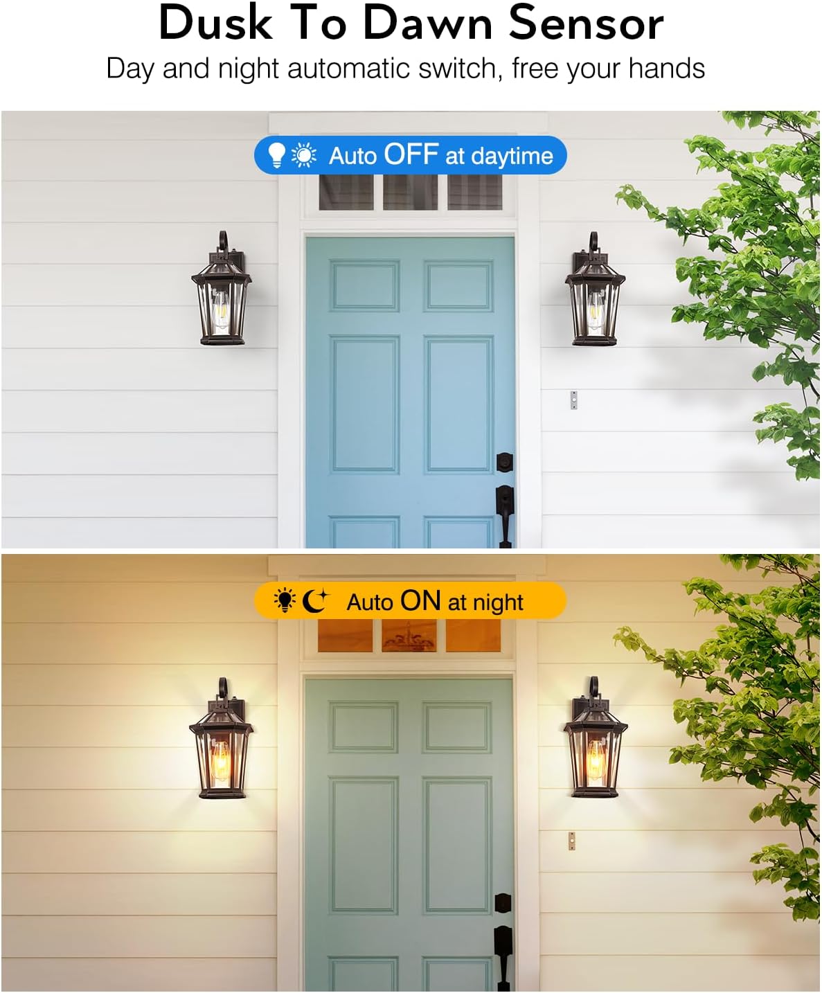 VIANIS 2-Pack Oil Rubbed Bronze Outdoor Lights Wall Mount, Dusk to Dawn Wall Lights for House Outside, Aluminium Modern Porch Lights Sconce, Exterior Wall Lantern Fixture with Waterproof, Anti-Rust
