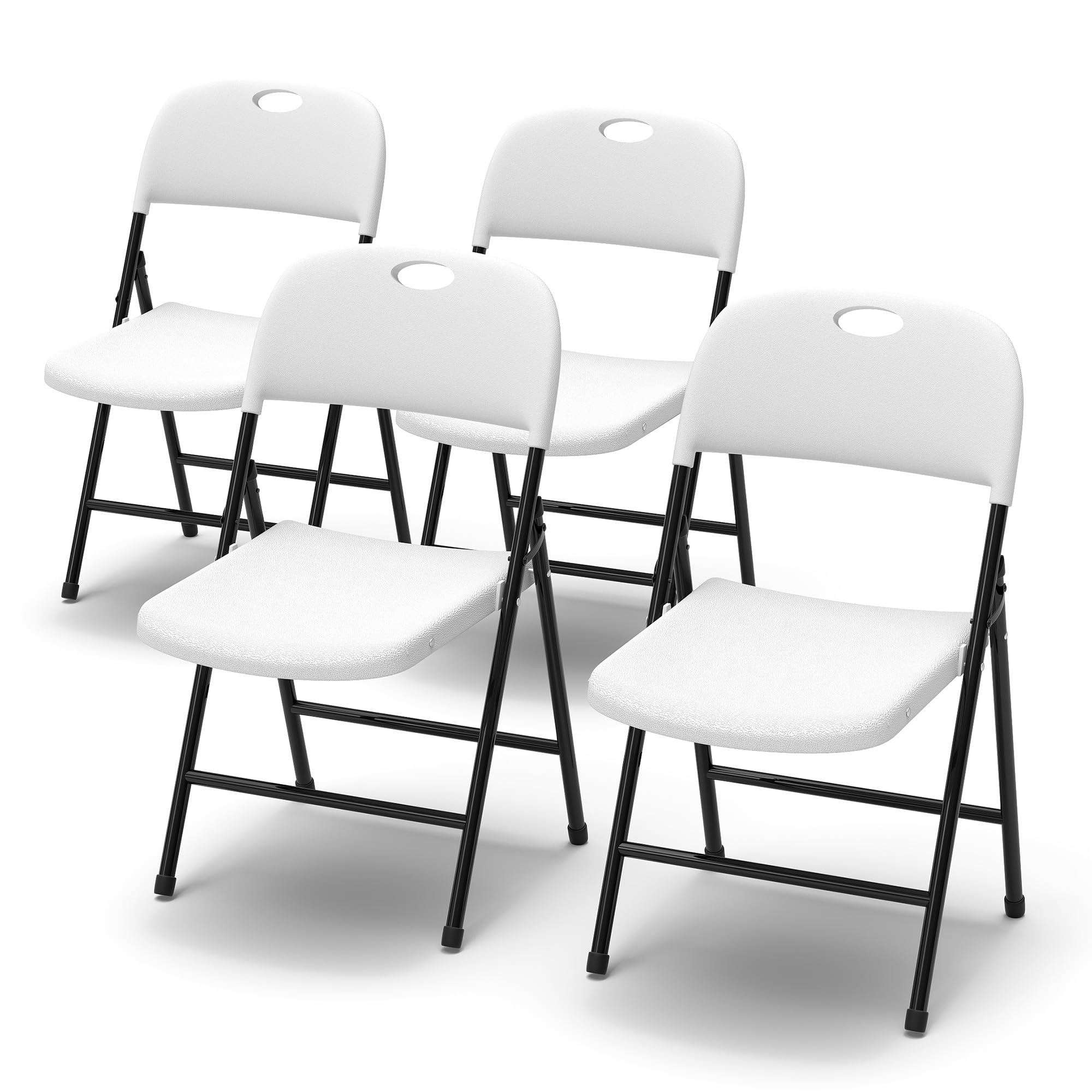 Lot de 4 chaises Pliantes, Robustes, avec Grand Dossier, supportant jusqu'à 650 kg, adaptées à Une Utilisation intérieure et extérieure, notamment pour Les Mariages,Classique Blanc