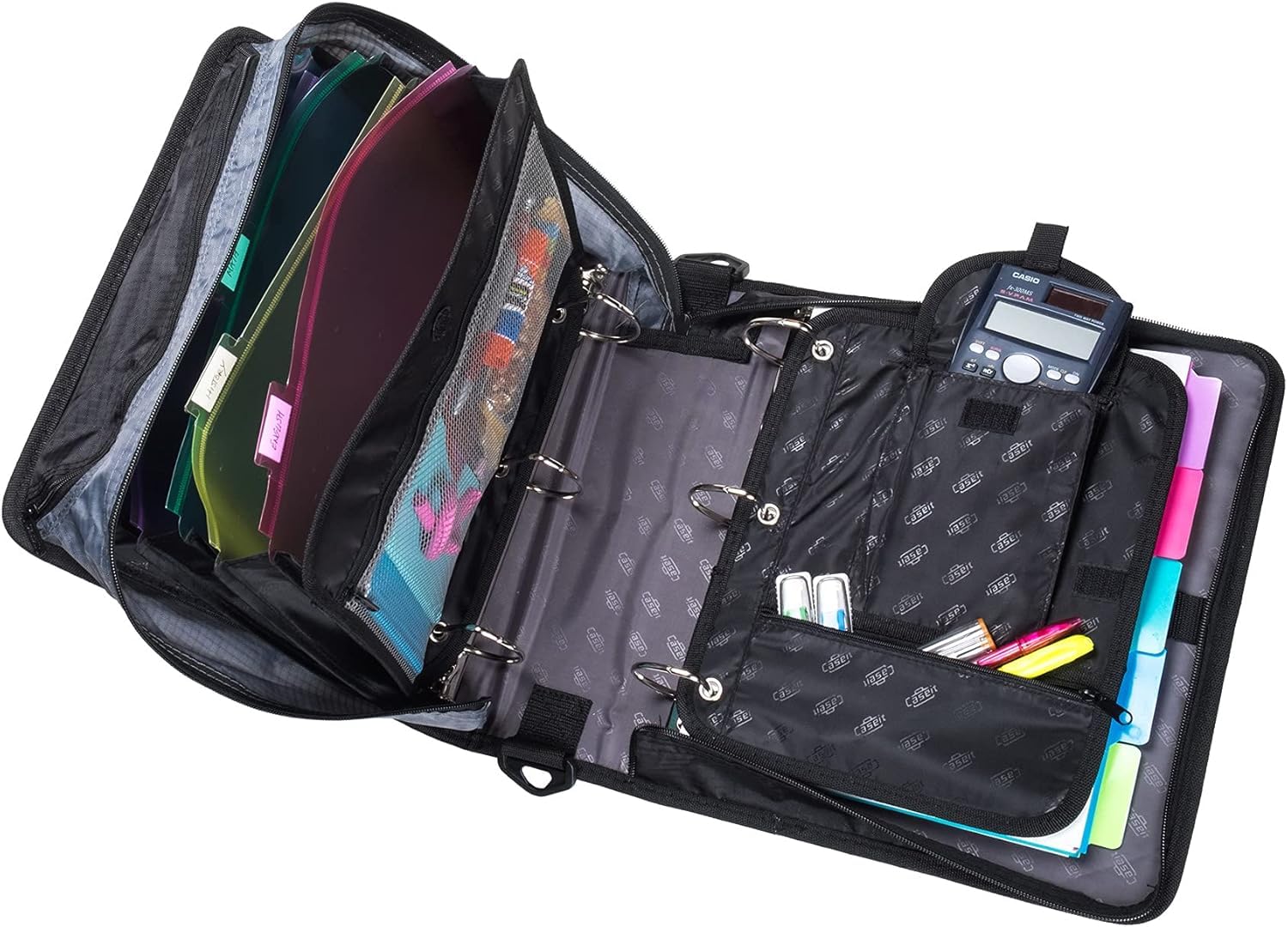 Case-it De dubbele 2.0 rits binder rugzak - twee 2 inch D-ringen - 5 onderwerp bestandsmap - meerdere vakken - 800 vel capaciteit - wordt geleverd met schouderriem - blauw Dual-301