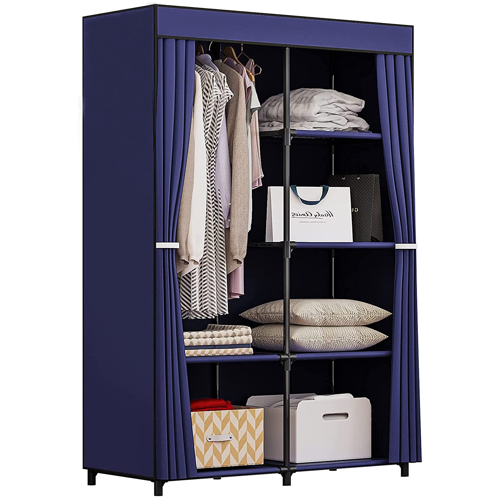 INGIORDAR 34-inch Wardrobe Storage Cabinet Wardrobe Portable Wardrobe Storage Rack with Non-Woven Be