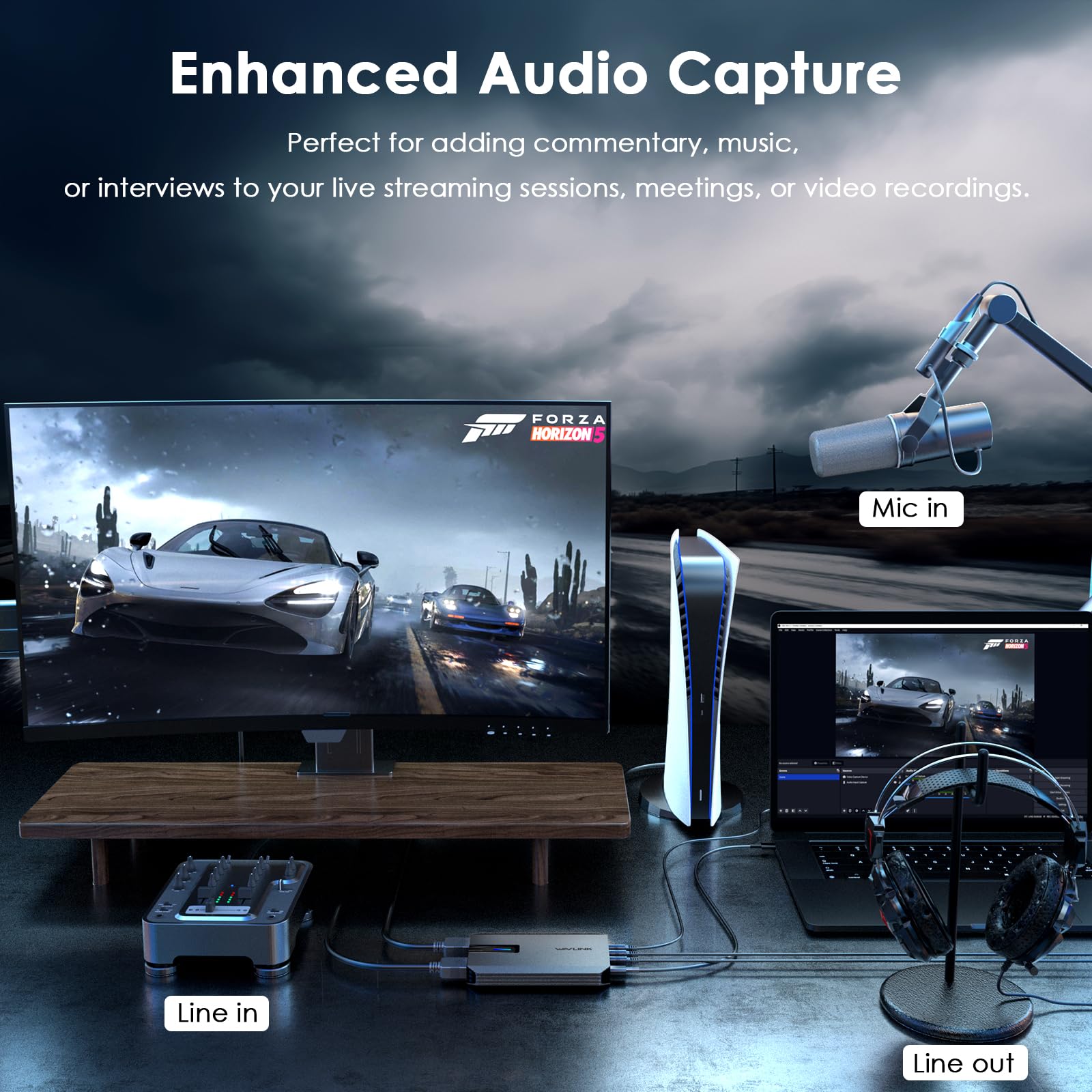 WAVLINK Scheda Acquisizione Video HDMI 4K per Gaming/Live Streaming - Catturatore con Latenza Ultra Bassa, VRR, Plug-and-Play, Compatibile Windows/Mac/Linux/Android