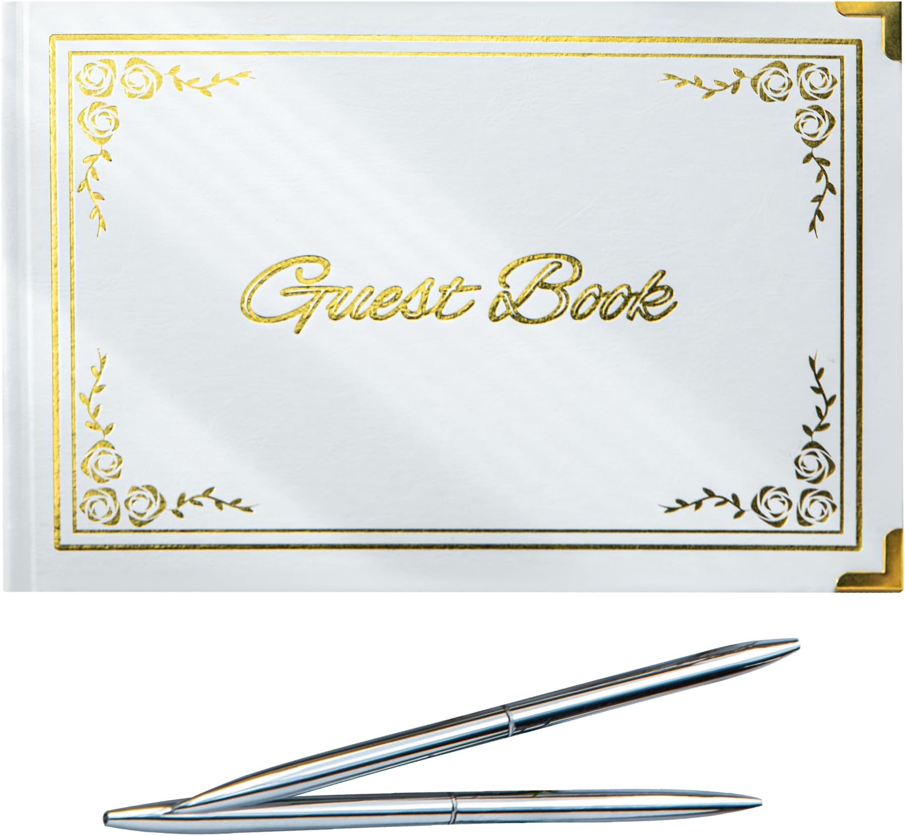 TwoHearts Elegant Wedding Guest Book – Hardcover with Gold Foil, 120 Pages for Guests’ Signatures, Personalized Messages, and Photos – Perfect for Wedding Receptions and Anniversaries (Beige)
