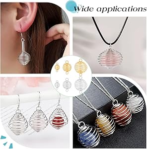 HICARER Lege steenhouder, ketting, kristalsteenhouder, ketting, kwarts, kristal, halsketting, houder, visnet, steen, halsketting, koord, 3 maten