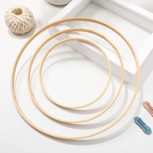 Miniatura 9 de Beavorty 12 piezas de madera de bambú floral para macramé, decoración de Navidad, boda, corona de Navidad, atrapasueños y manualidades para colgar