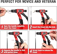 Vista 7 de Kit de herramientas de tuerca remachable con una broca escalonada y 80 Nutserts para espacio reducido, juego de herramientas Rivnut de 8 pulgadas