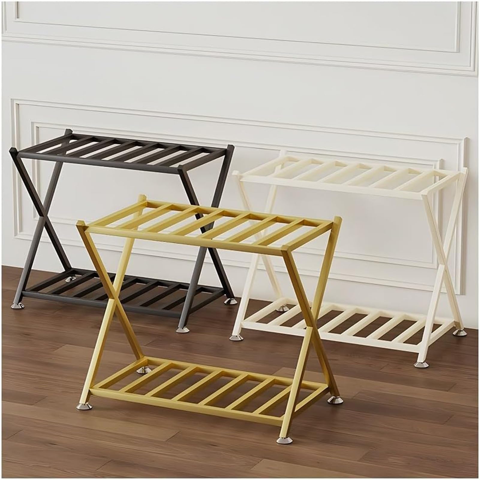 Portaequipajes plegable con estante de cincha resistente para hotel, habitación de invitados y almacenamiento de bolsas de viaje
