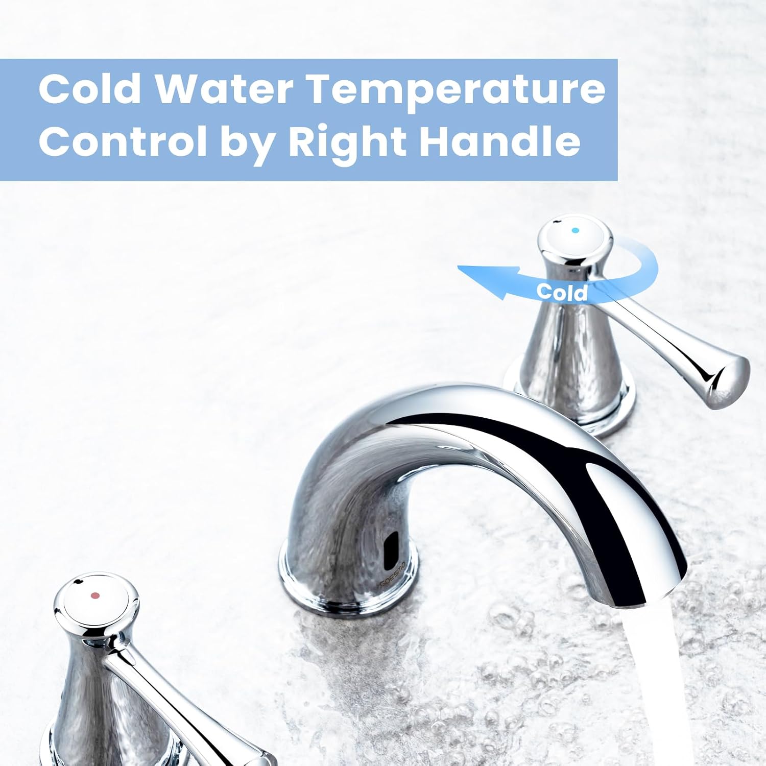 Touchless Bathroom Faucet for 3 Holes 3 Handles, Controlling Temperature & Adjustable Water Flow, Short & Long Induction Modes, Auto Motion Sensor Bathroom Faucet Set (29183 Brushed Nickel)