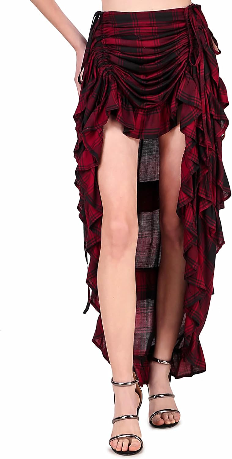 ThePirateDressing Steampunk Victorian Cosplay Costume Womens High-Low Show Girl Skirt