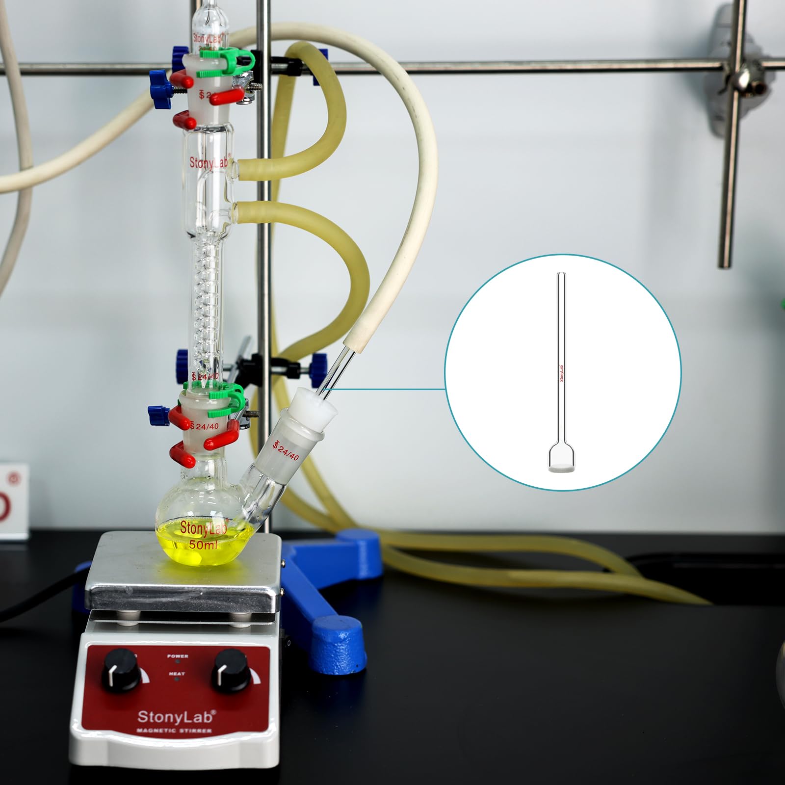 stonylab Tube de Dispersion de Gaz Droit, Verre de Haute Borosilicate, Noyau de Sable G2 avec Taille de Pore de 30-50 μm pour Diffusion Efficace d'Air ou de Gaz en Laboratoire et Aquatique, 10 mm