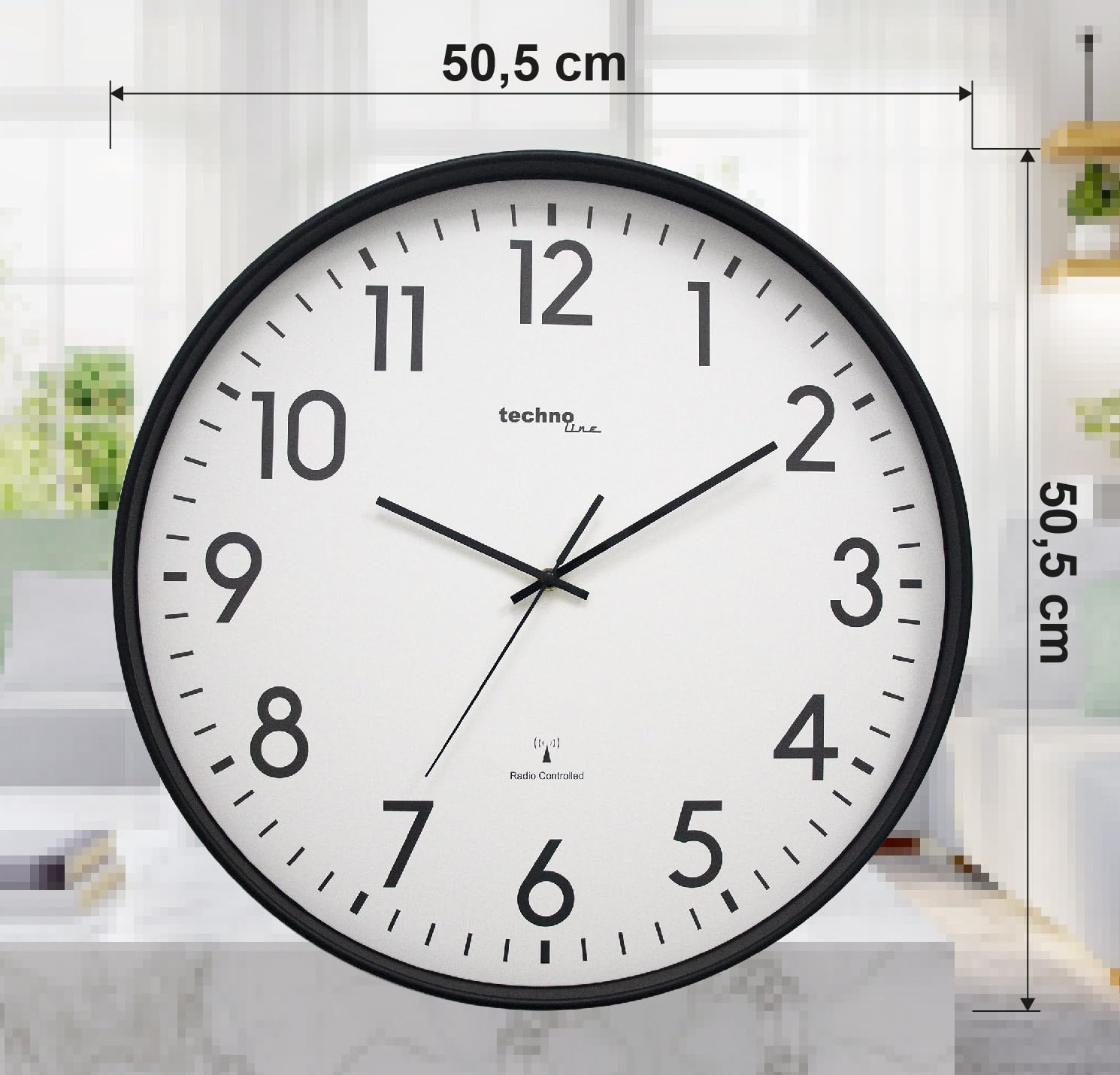 Technoline Reloj de Pared XXL WT8998, 50 cm, Reloj de Pared XXL, Color Plateado