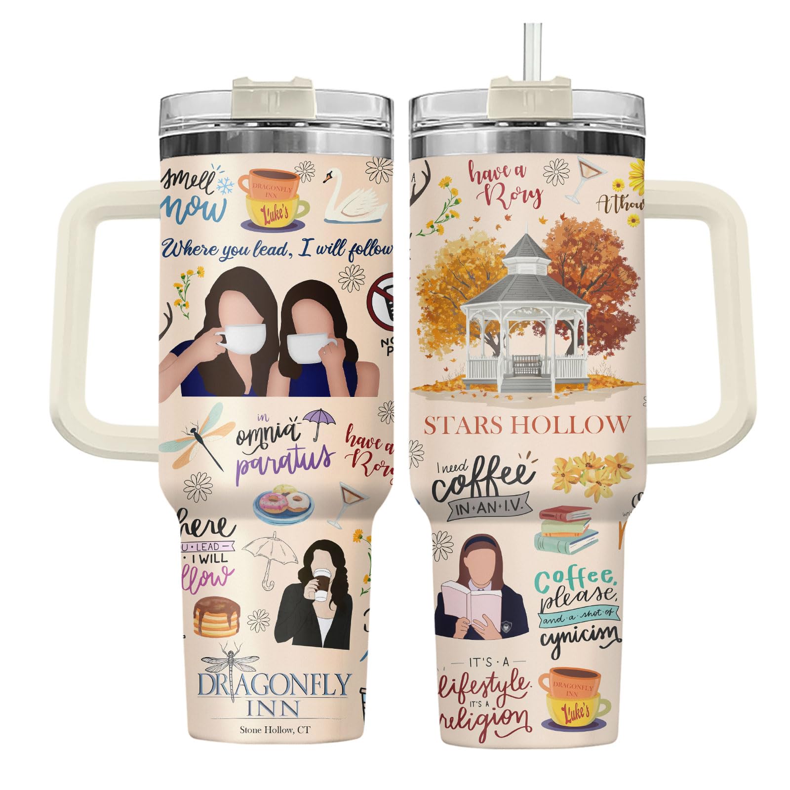 GEPOSTORE TV Show Tumbler 40oz Stainless Steel Tumbler with Handle, Stars Coffee Travel Cup, Birthday Gifts for Movie Lover