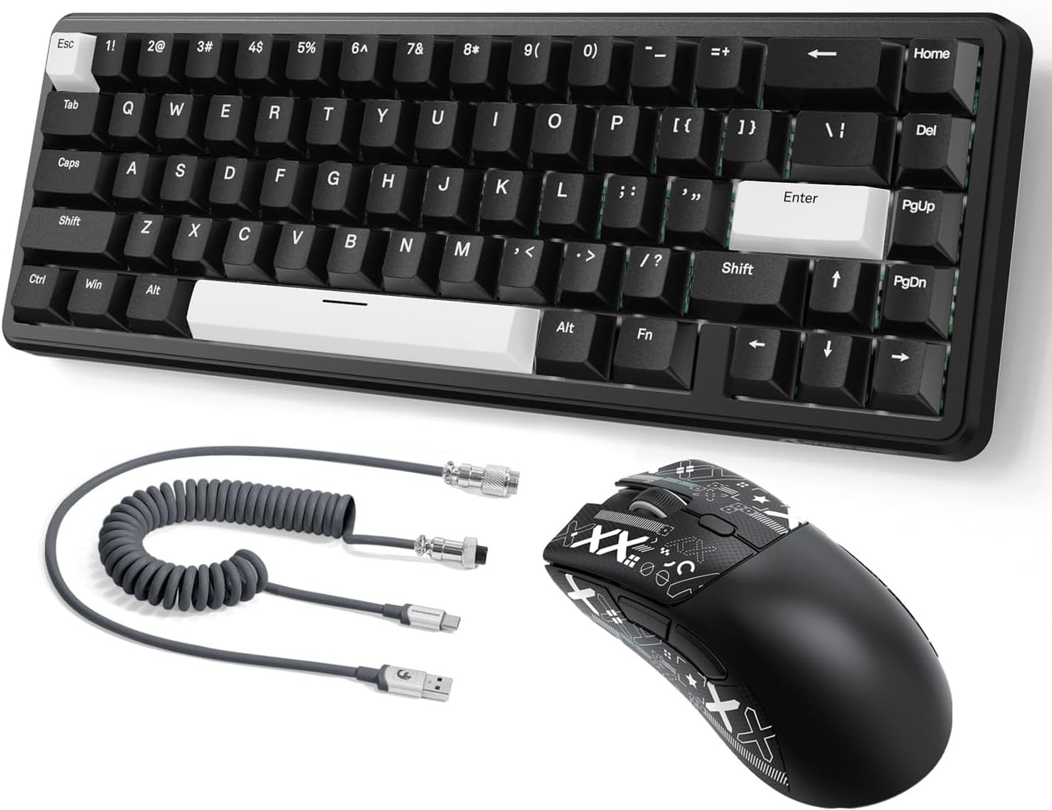 ATTACK SHARK X65 HE Wired Magnetic Switch Keyboard and R1 Mouse Combo, Rapid Trigger Gaming Keyboard, 8KHz Polling Rate,Adjustable Actuation,Superlight BT/2.4G/Wired Mouse,18K DPI for Win/Mac,Grey