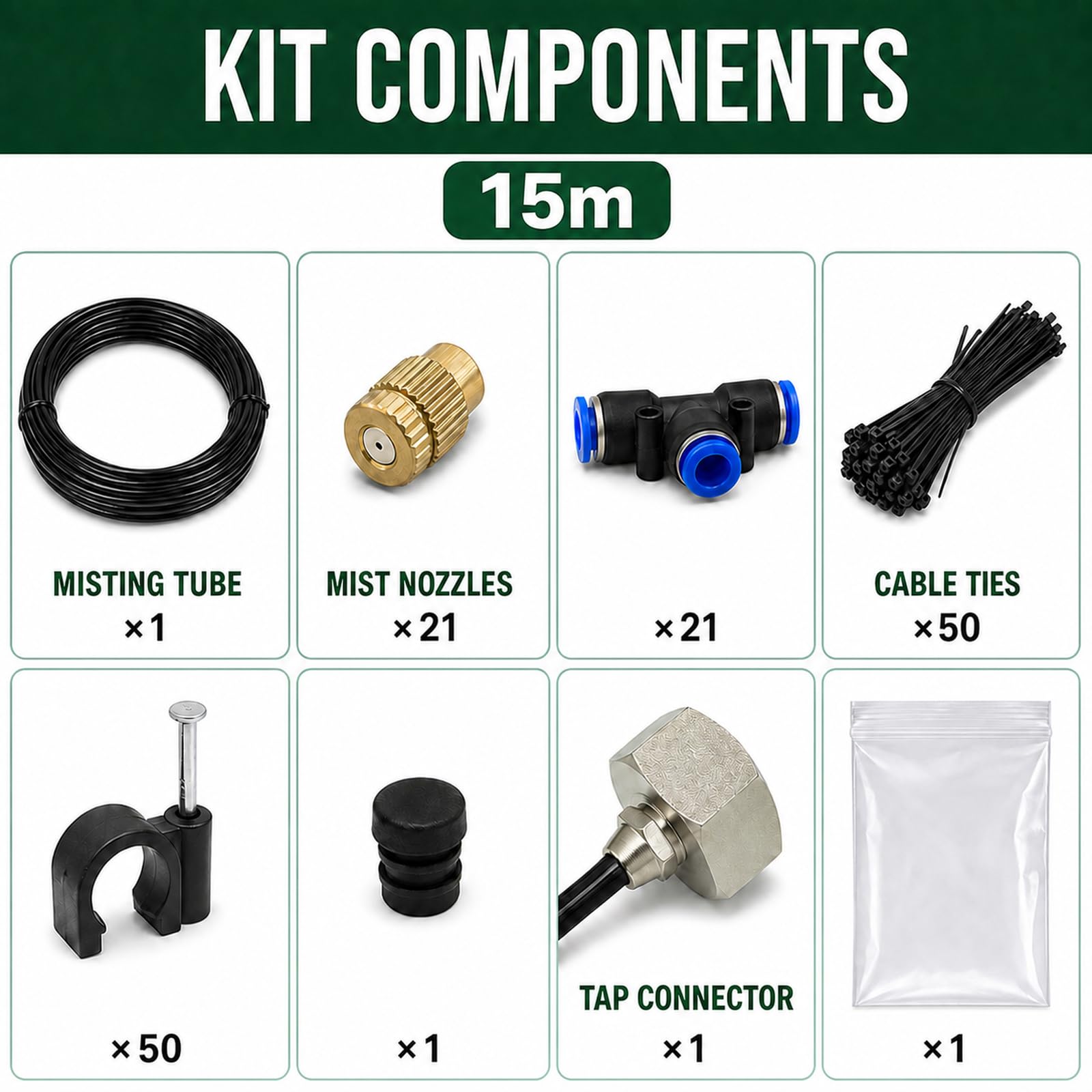 Kit Brumisateur Terrasse,Brumisateur pergola,Kit D’Irrigation,Système de Refroidissement par Brume avec Tuyau,Refroidissement,Élimination des poussières,pourJardin,Terrasse,Balcon