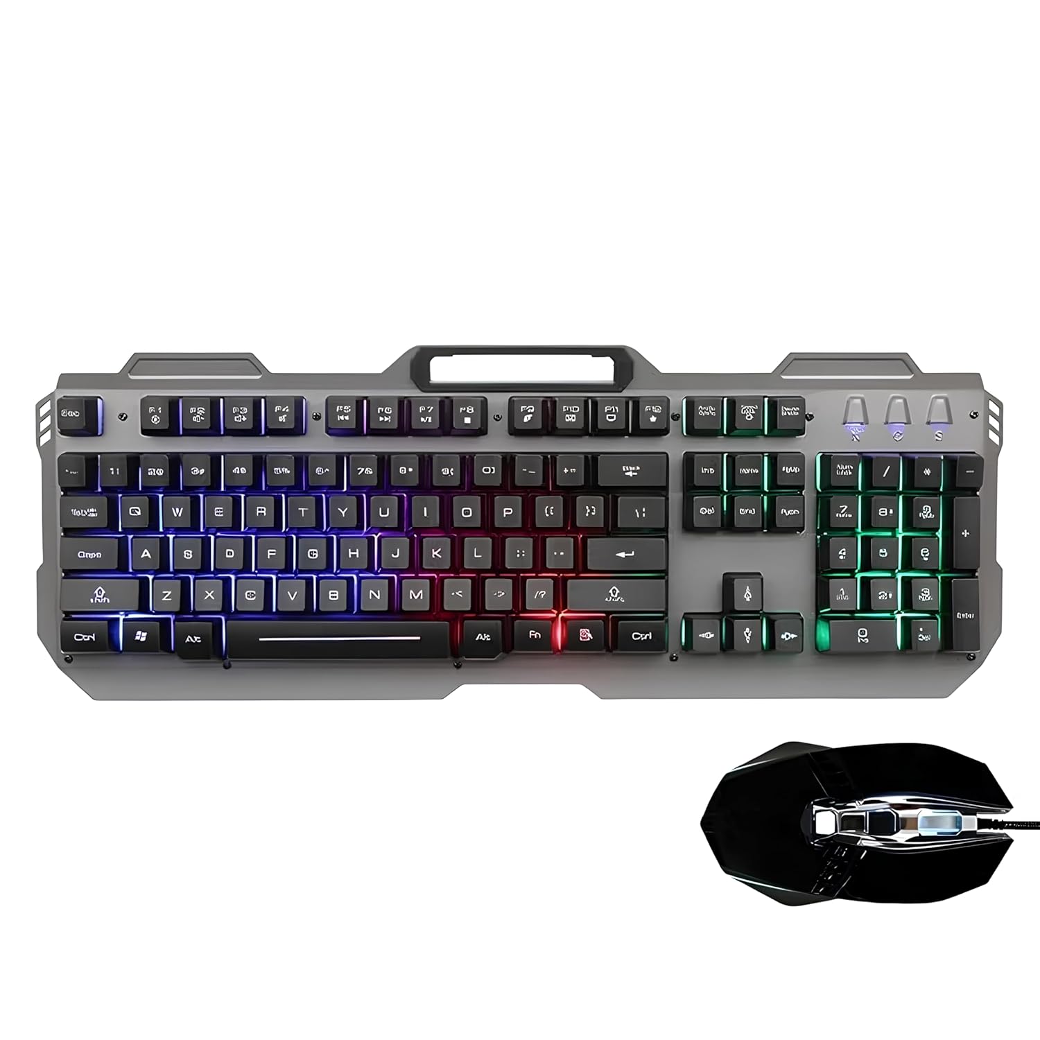 ELECTRO WOLF Evon Wired Gaming Combo with LED Backlit USB Keyboard & Mouse Gold Plated USB, Braided Cable (Does not Support iPad Tablet mobiles)
