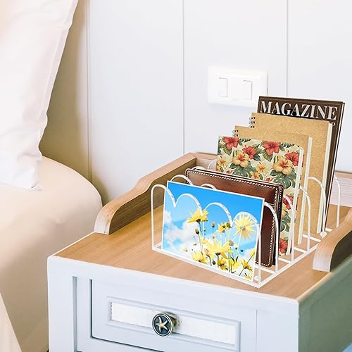 Miniatura 8 de Organizador de archivos de acrílico de 5 ranuras para escritorio, soporte de correo transparente, clasificador de documentos de oficina