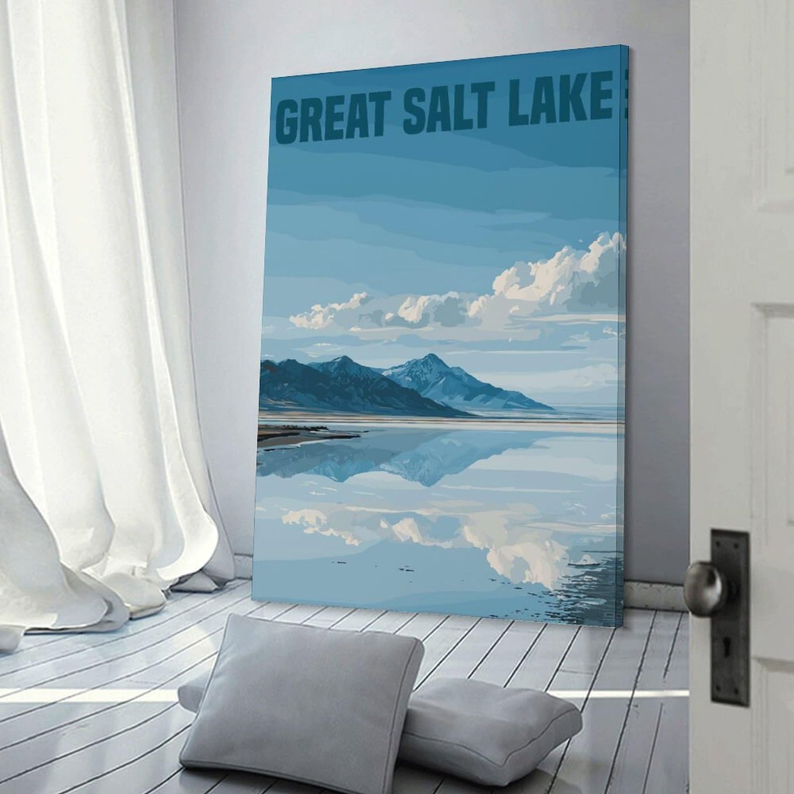 Junmoney Great Salt Lake Canvas Wall Picture, 24x36inch(60x90cm), for Picture Wall Styling in Lounge Or Bedroom, An Easy Match for Collected Prints