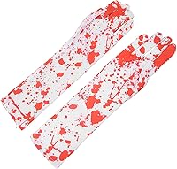 Vista 7 de Semme Guantes sangrientos de Halloween, 1 par de guantes horribles con efecto salpicado, accesorio de disfraz de cosplay para asesino