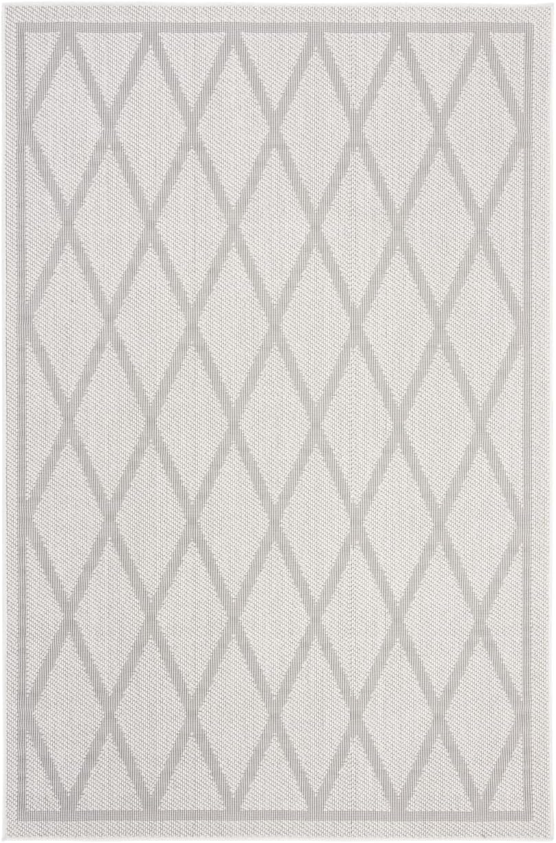 SAFAVIEH Washable Rug Outdoor Bermuda Collection - 2' x 6' Runner, Ivory & Light Grey, Non-Shedding & Easy to Clean, Ideal for Patio, Backyard, Mudroom (BMU805A)