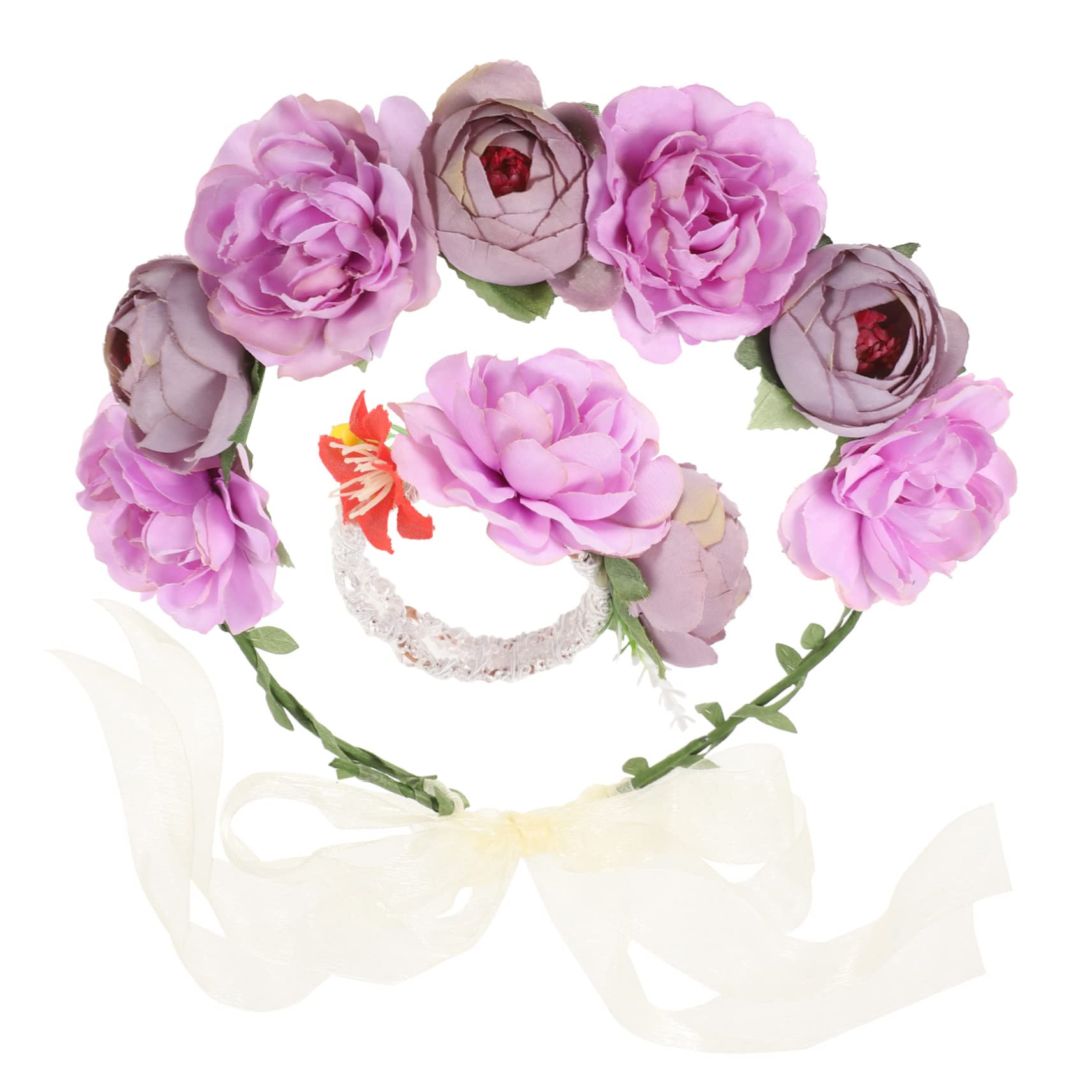 Didiseaon 4 Set fascia per ghirlanda fascia rosa ghirlanda floreale per accessori acconciature sposa accessori per acconciature sposa Tiara fiore del corpetto floreale tessuto