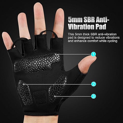Miniatura 3 de Guantes de ciclismo para hombres y mujeres, guantes de ciclismo de medio dedo, guantes de bicicleta, guantes de entrenamiento adecuados para