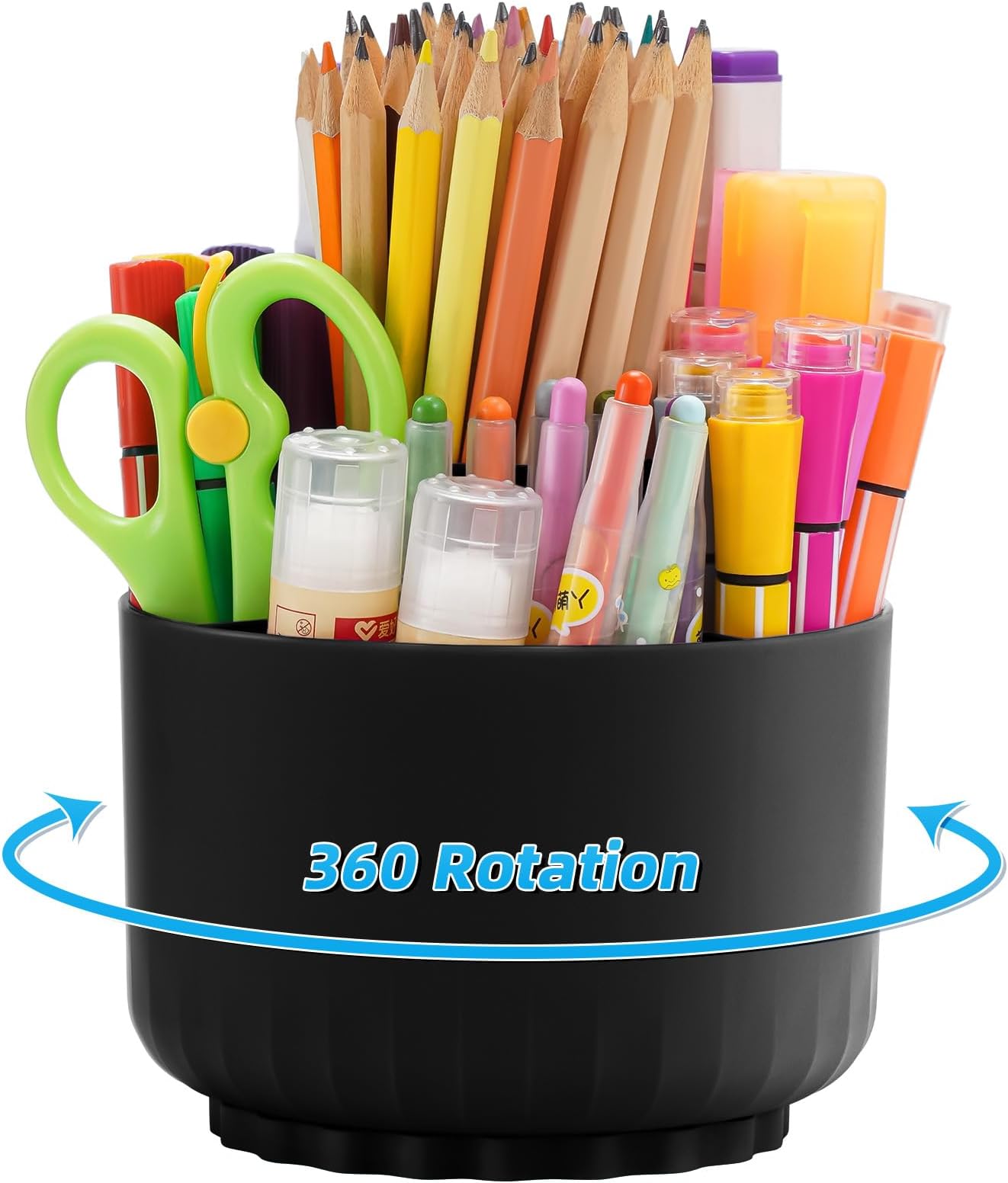 3 Cup DESKTOP Rotatng Pencl Holder Marker Storage Desk Organzer Wood, Holds 75 Markers Pens - View #7
