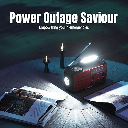 Miniatura 5 de Batería de 37000 mWh radio de emergencia Raddy SW10, manivela solar, radio AM FM NOAA con linterna de batería recargable, brújula de alarma SOS,
