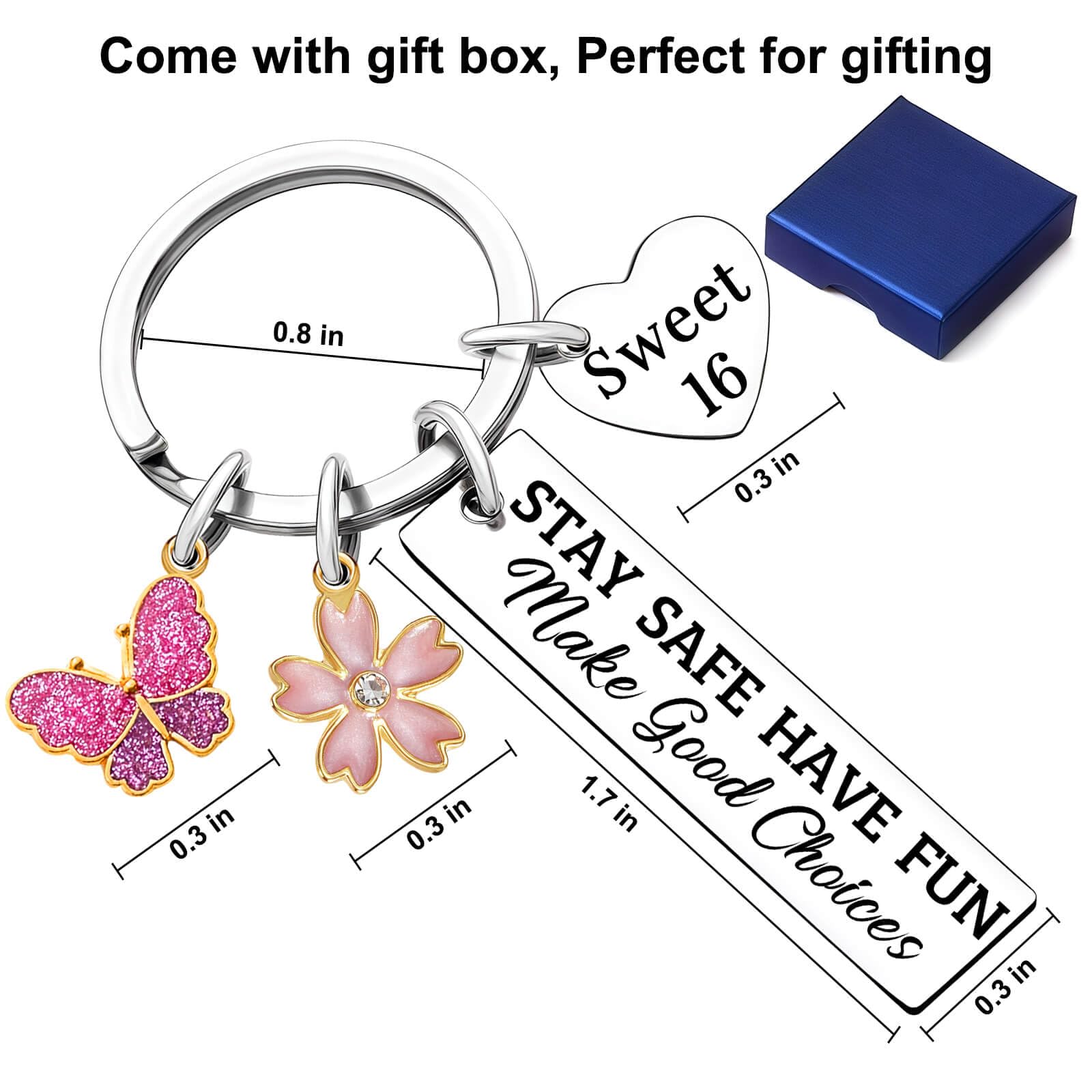 Sweet 16 Gifts for Girls Sweet Sixteen Keychain Happy 16th 18th 21st Birthday Gift for Sister Daughter Party Decorations