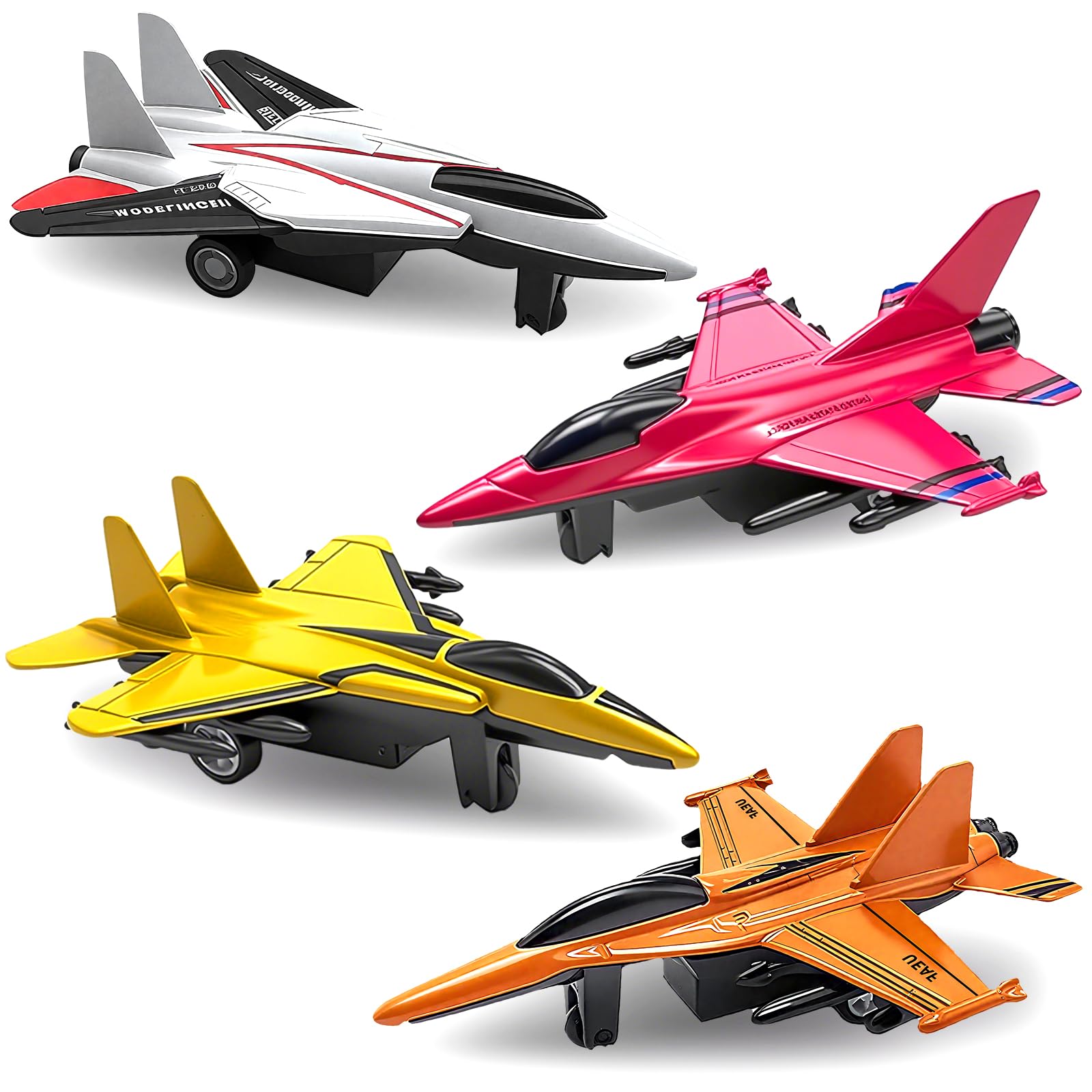 4 Pack Airplane Toys for 3 4 5 6 7 Year Old Boys, Diecast Pull Back Plane Toys Aircraft Fighter Jet Toys Model Play Vehicles Airplanes for Kids Toddlers Party Favors
