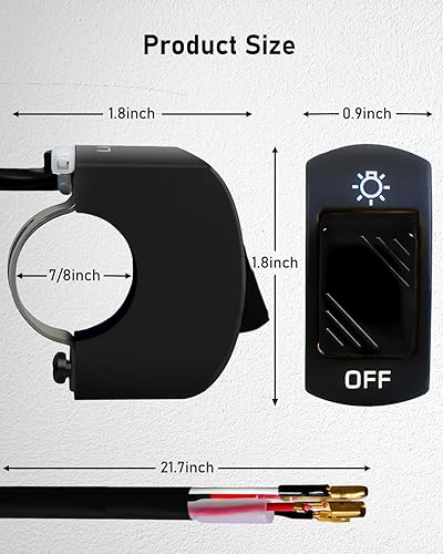 Miniatura 2 de Interruptor de manillar de 78 pulgadas para motocicleta, ATV, etc., interruptor de palanca de motocicleta impermeable para luces, interruptor de