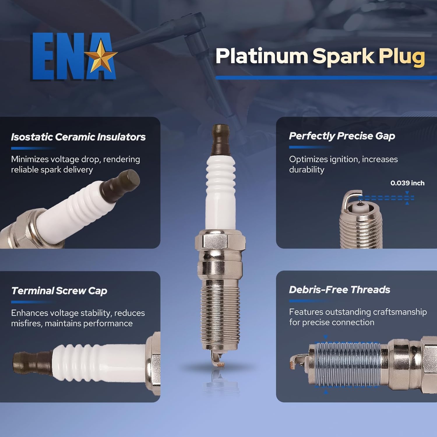 ENA Set of 8 Red Ignition Coil Pack and 8 Platinum Spark Plug 5.0 Compatible with Ford F150 Mustang V8 5.0L 2011 2012 2013 2014 2015 2016 Replacement for C1802 UF622 DG542 SP548