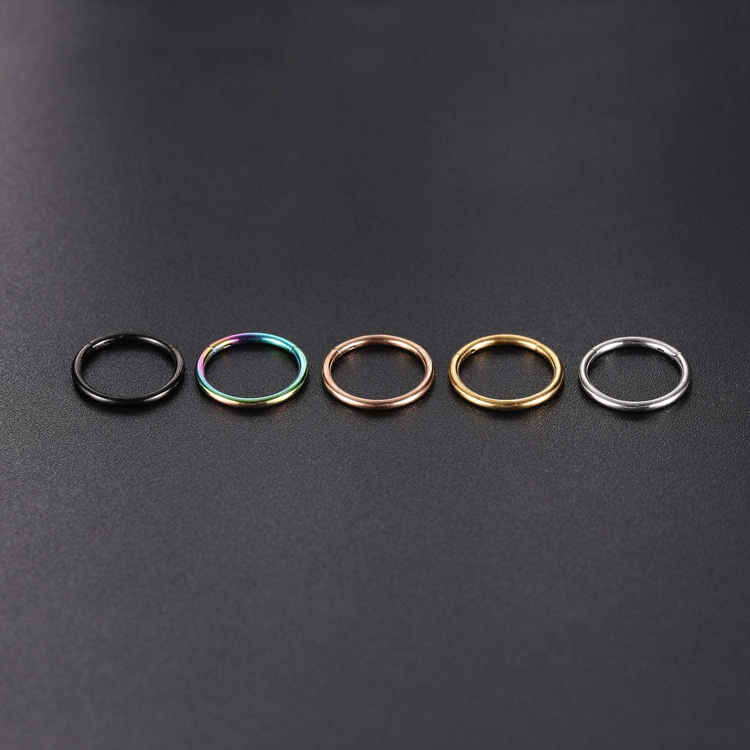 hengkaixuan 2 szt. tytanowe pierścienie do nosa na zawiasach segmentowe pierścienie zatrzaskowe chrząstka helix warga tragus muszla piercing biżuteria śpioszki kolczyki płatek przegrody nosowej