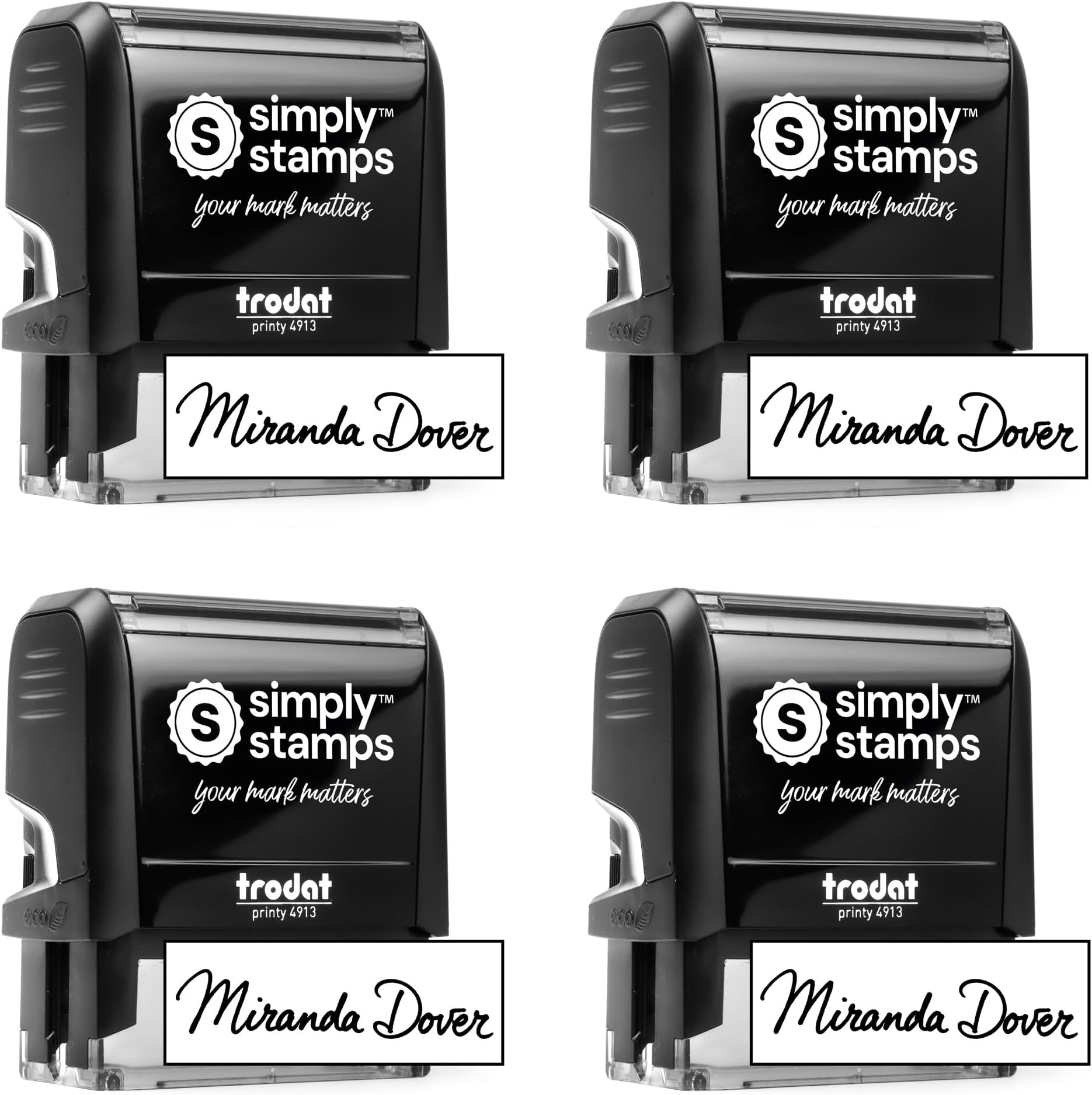 Custom Signature Stamp - Personalized Insignia - Self-Inking - Your Choice of 7 Ink Colors! (4, Large)