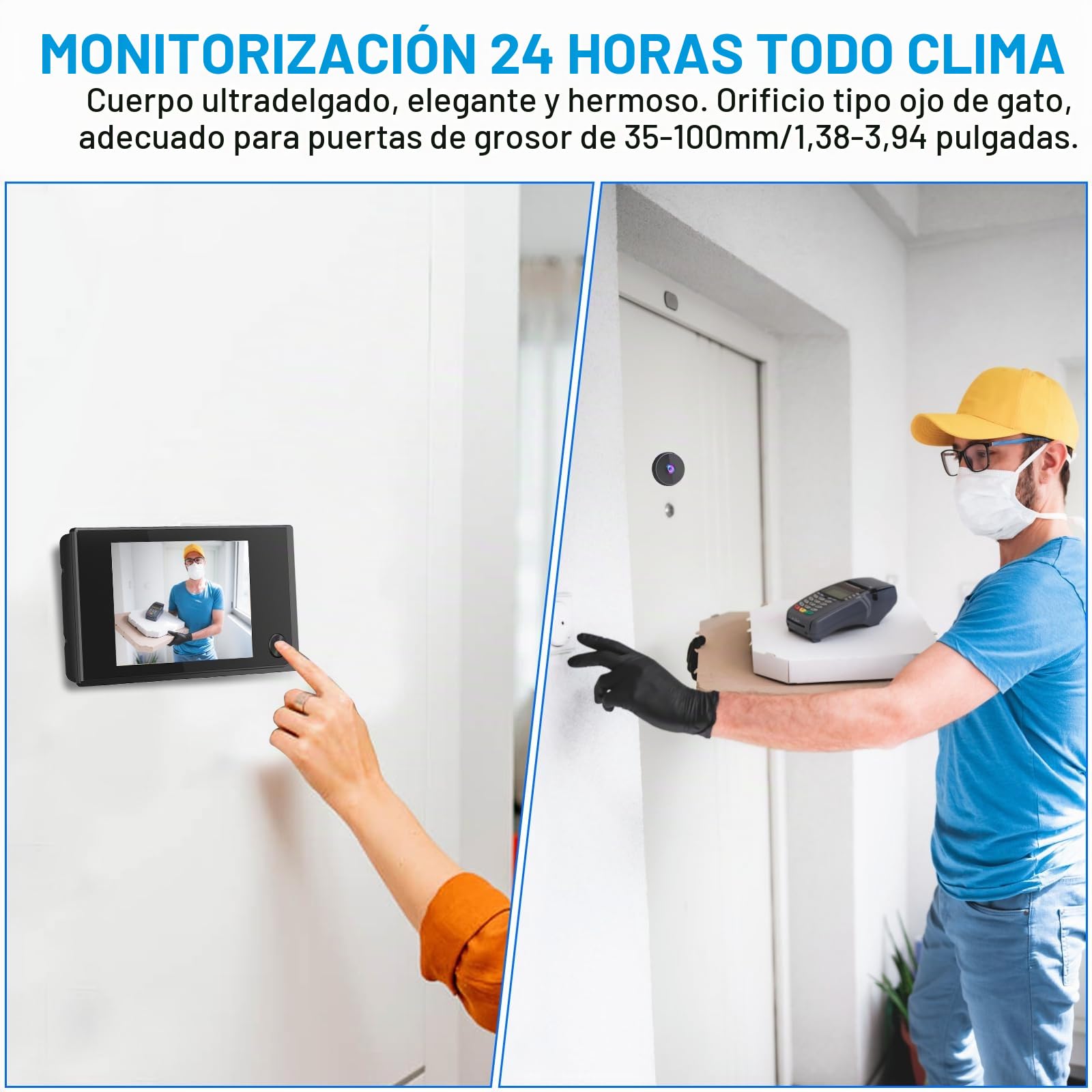 Nikou 3.5 pulgadas 120 grados gran angular electrónico ojo de gato, timbre digital LCD puerta electrónica mirilla mirilla de baja potencia (negro)