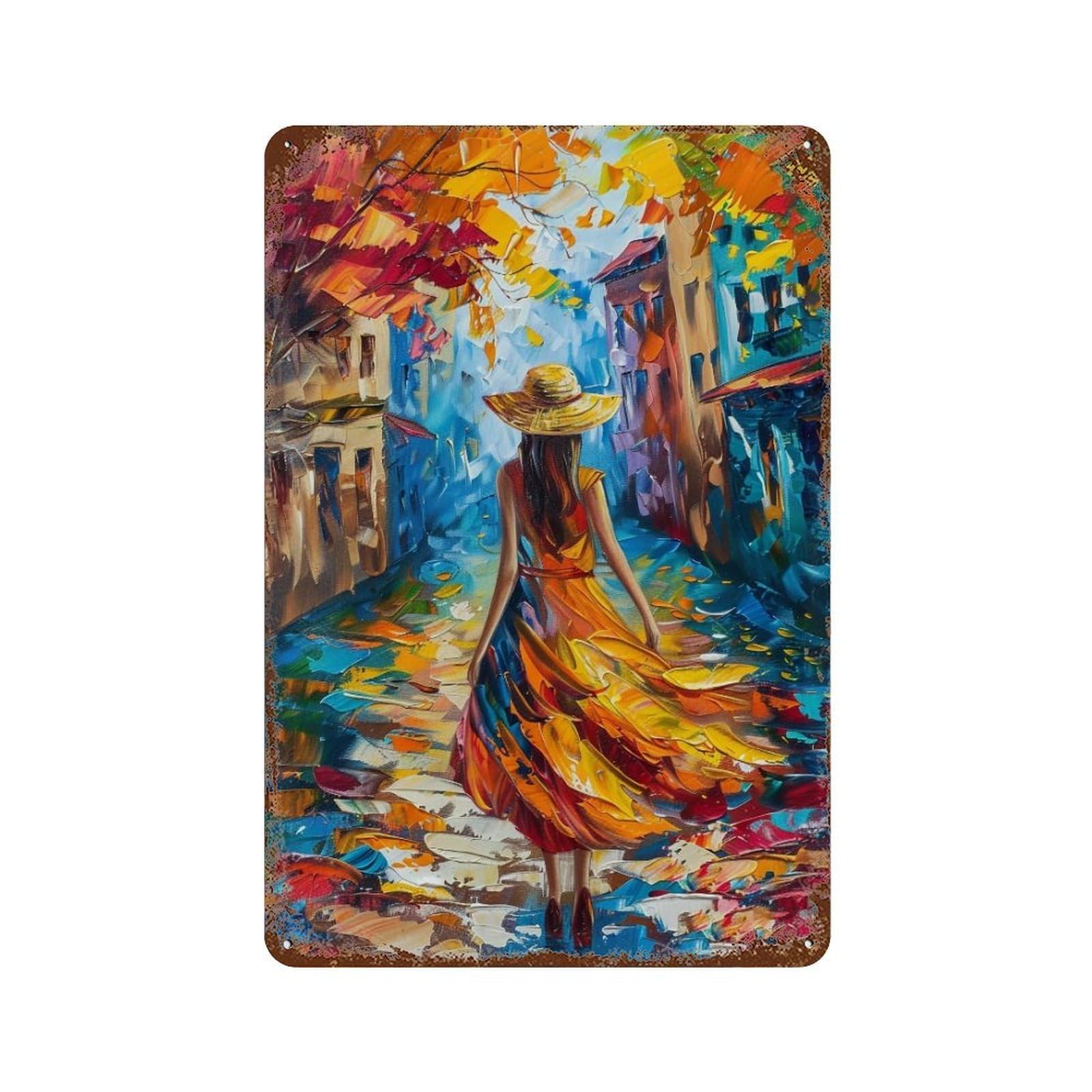 Hduryeyryy Multicolour Autumn Town Wanderer 04 Wall Retro Iron Vintage Art Metal Tin Sign Poster Modern Home Cofffee Club Art Bar Shop Decor 30X20cm