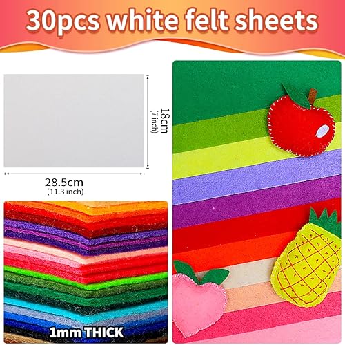 Vista 23 de IOOLEEM Hojas de fieltro negro, 30 piezas precortadas de 7 x 11.3 pulgadas (tamaño cercano a A4) para manualidades, costura