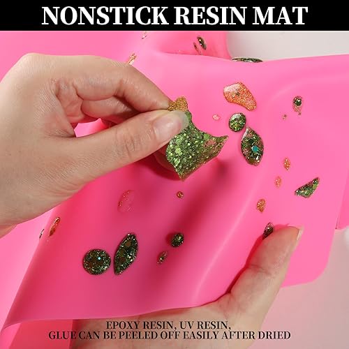 Vista 26 de LEOBRO Alfombrillas de silicona, 3 alfombrillas de silicona para manualidades, moldes de resina, tapete de masa de juego, tapete de silicona Azul