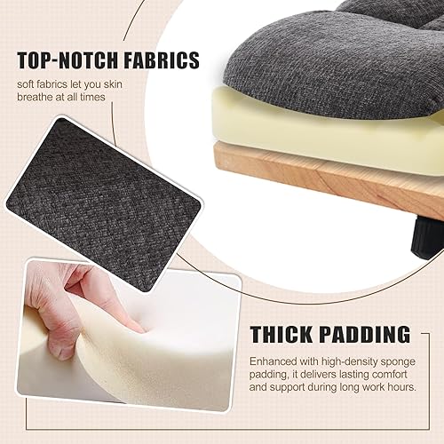 Miniatura 5 de Silla de Oficina Ejecutiva, Silla de Computadora Cómoda de Tela Ergonómica con Reposabrazos Abatibles, Soporte Lumbar, Función de Giro 360 y