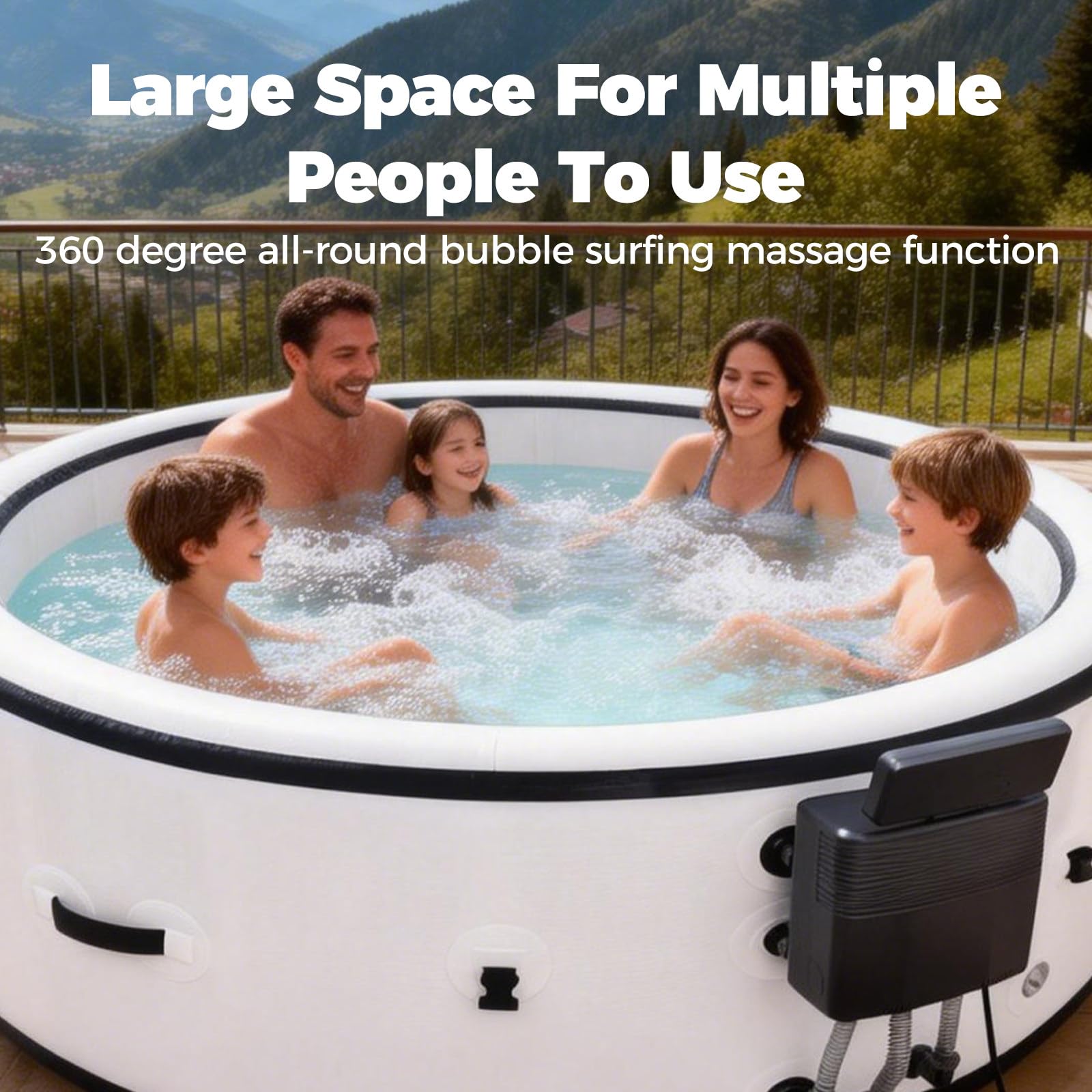 Vasca idromassaggio gonfiabile per 4-6 persone, idromassaggio Airjet Spa con 150 getti d'aria, temperatura massima 40 °C, spa esterna portatile per patio e giardino