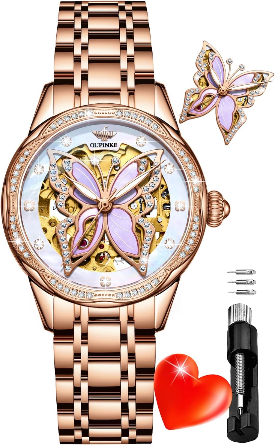 OLEVS Womens Diamond Watches Automatic Mechanical Gold